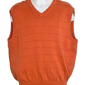 Mens L SADDLEBRED Burnt Orange V-neck Sweater Vest